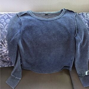 Women’s Casual Long-Sleeve Thermal Top in Washed Blue
